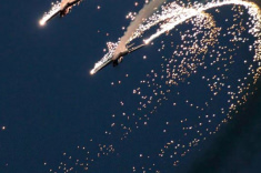formation with fireworks